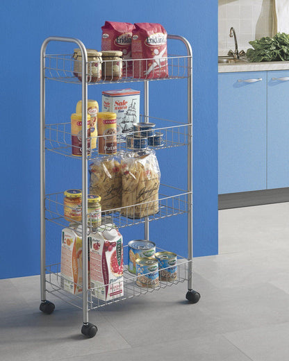 METALTEX 340634 Pisa Allzweckwagen mit 4 Etagen / Rollregal, Höhe 84 cm