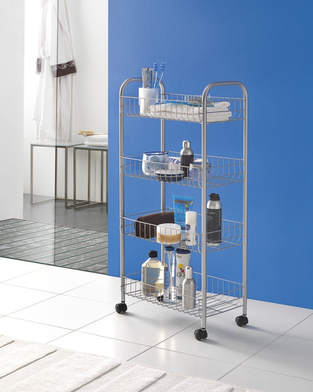 METALTEX 340104 Ascona Allzweckwagen mit 4 Etagen / Rollregal, Höhe 84 cm, Polytherm