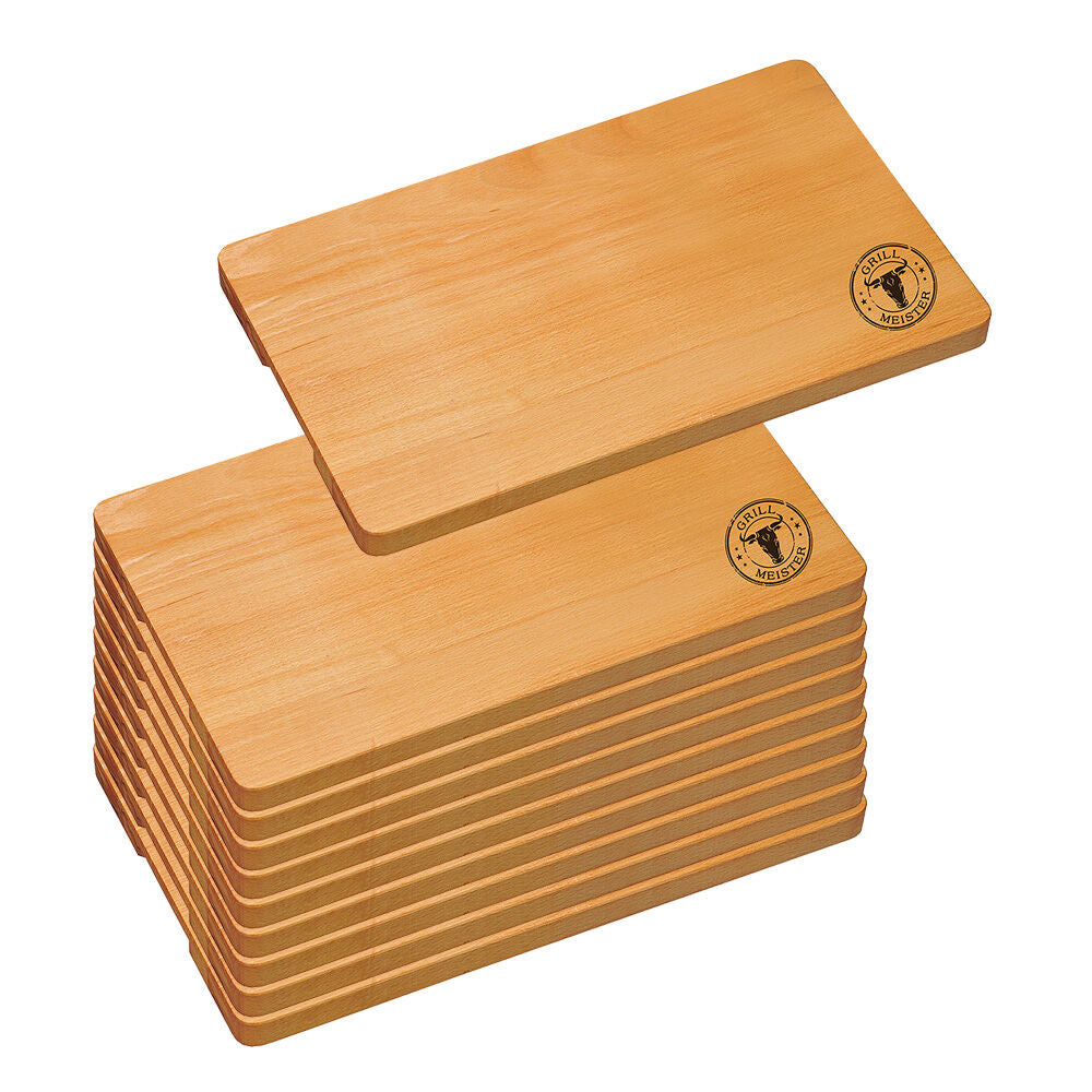 10er SET KESPER 8539061 Servierbrett / Schneidebrett Grillmeister 45 x 27 cm aus Buchenholz