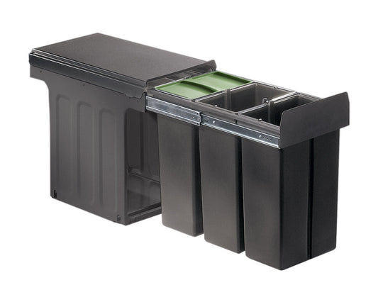 WESCO 857611-72 Abfallsorter 30 (3x10) Liter BIO TRIO 30 DT oriongrau ab 30 cm Schrankbreite