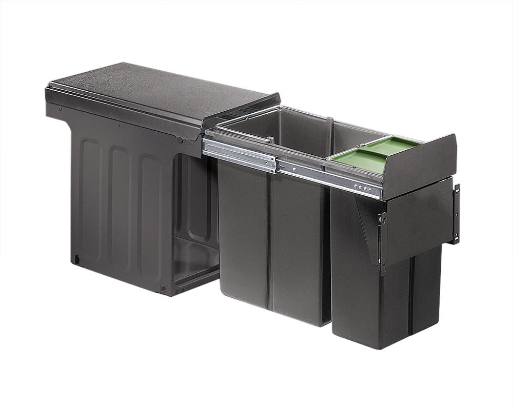 WESCO 885301-72 Abfallsorter 30 (20+10) Liter BIO DOUBLE 30 BM oriongrau inkl. Biodeckel, ab 30 cm Schrankbreite