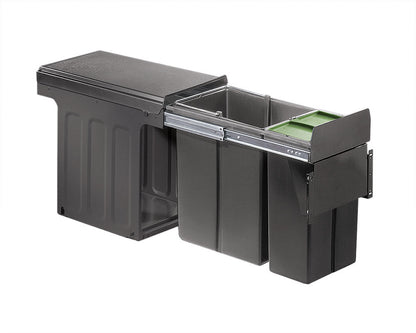 WESCO 885301-72 Abfallsorter 30 (20+10) Liter BIO DOUBLE 30 BM oriongrau inkl. Biodeckel, ab 30 cm Schrankbreite