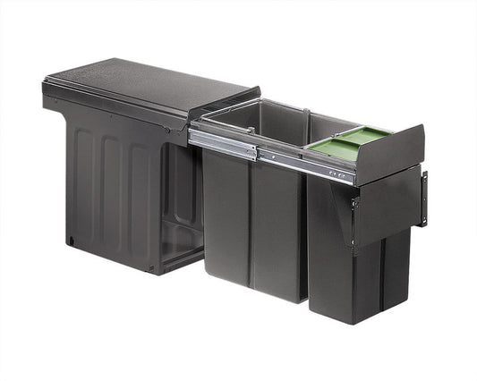 WESCO 885301-72 Abfallsorter 30 (20+10) Liter BIO DOUBLE 30 BM oriongrau inkl. Biodeckel, ab 30 cm Schrankbreite