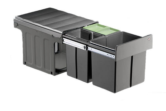 WESCO 887821-72 Abfallsorter 32 (16 + 2x8) Liter TRIO MASTER 40 DT oriongrau ab 40 cm Schrankbreite