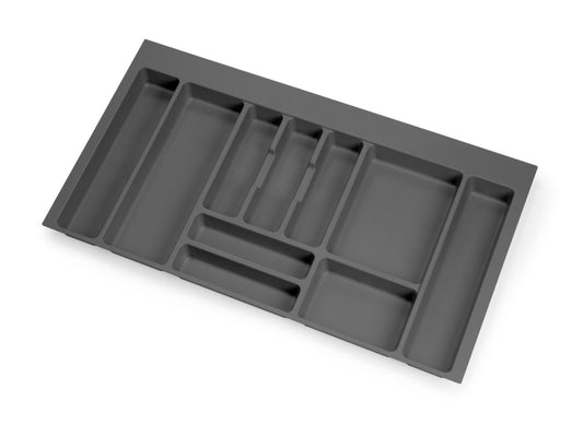 emuca Besteckeinsatz Optima für Schrankbreite 90 cm, Rand schneidbar (B 804-836 x T 418-482), Kunststoff, Anthrazitgrau