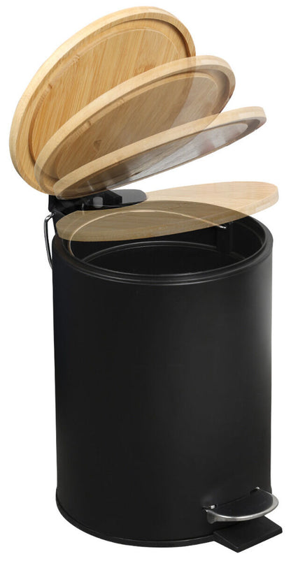 KESPER 9016613 Kosmetikeimer mit Bambusdeckel, FSC, schwarz