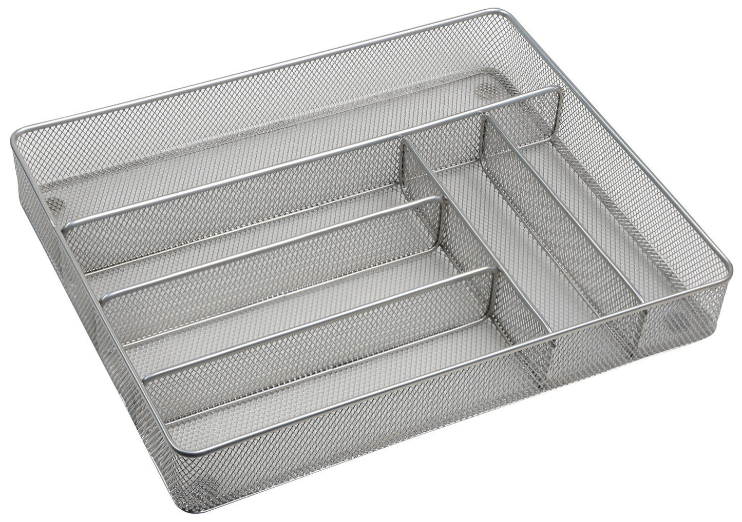 KESPER 90183 Besteckkasten, Metall, 36 x 31 x 5,5 cm mit 6-fach Einteilung, Silber / Besteckeinsatz