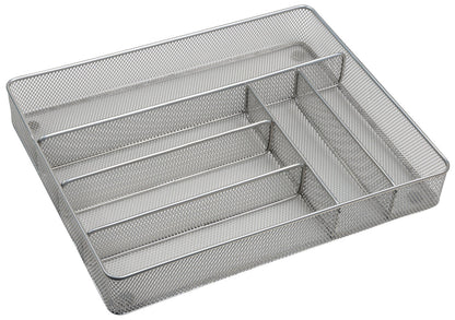 KESPER 90183 Besteckkasten, Metall, 36 x 31 x 5,5 cm mit 6-fach Einteilung, Silber / Besteckeinsatz