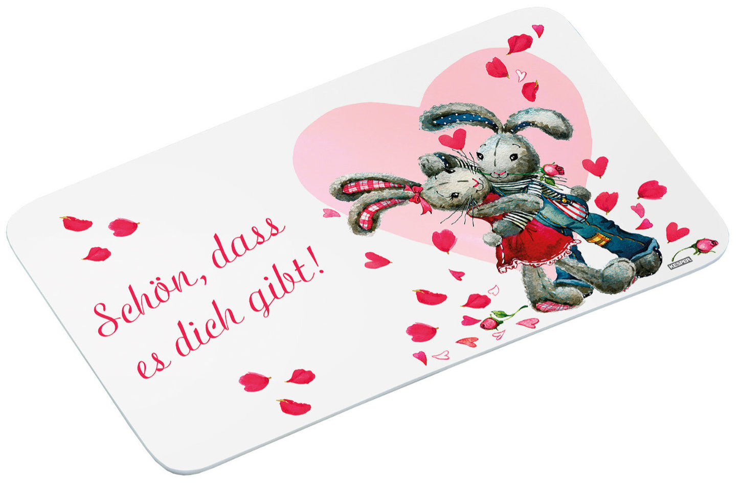 Kesper 91503 Frühstücksbrettchen Hasen -Schön, dass es dich gibt!- aus Melamin