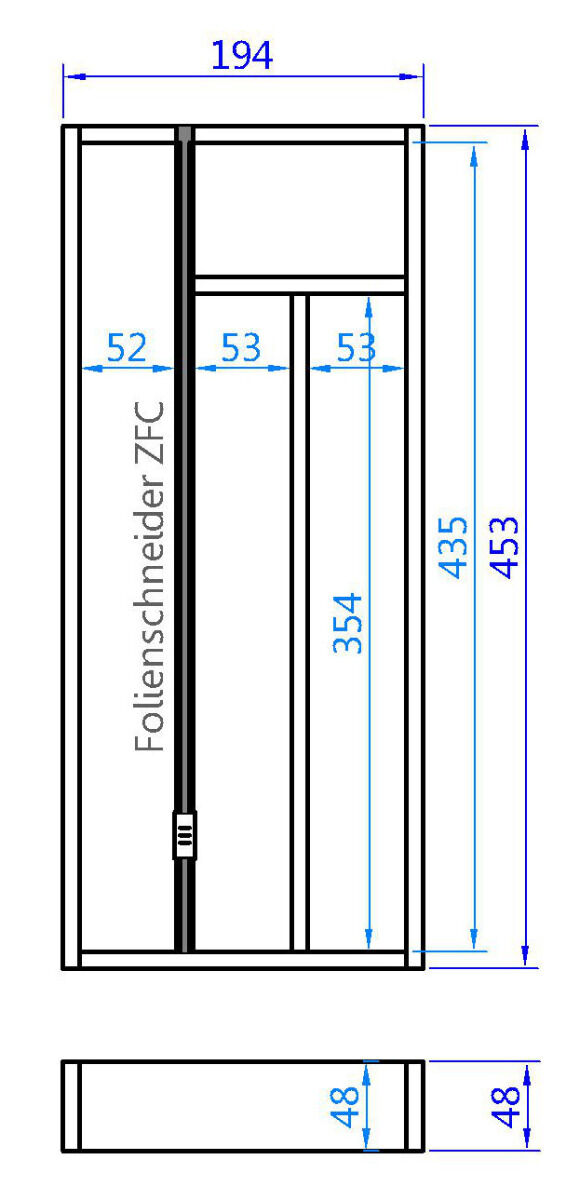 Folienschneider B1 für EASY CLASSIC und EASY OPTION Einsätze mit Fach "B1" / B 194 x T 453 mm