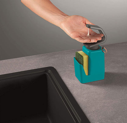 METALTEX Soap-Tex Seifenspender türkis mit Schwamm- und Ringhalter / Dispenser / Seifen-Station