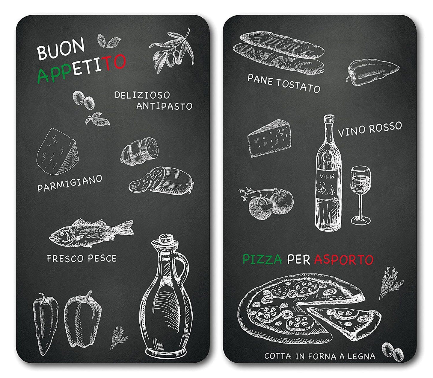 Multi - Glasschneideplatte 2er Set Ristorante / Herdabdeckplatten / Spritzschutz