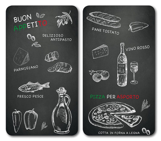 Multi - Glasschneideplatte 2er Set Ristorante / Herdabdeckplatten / Spritzschutz