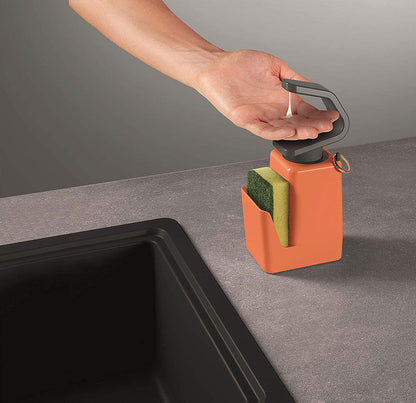METALTEX Soap-Tex Seifenspender orange mit Schwamm- und Ringhalter / Dispenser / Seifen-Station