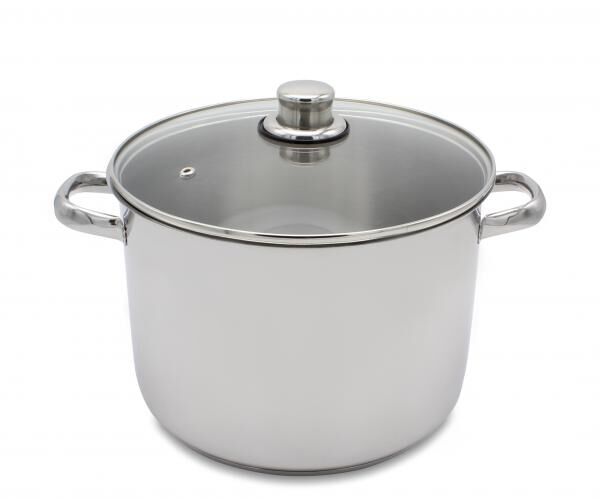 Karl Krüger A26 Allzwecktopf Edelstahl mit Glasdeckel 26 cm, Inhalt 10 Liter / Kochtopf / INDUKTION