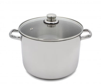 Karl Krüger A26 Allzwecktopf Edelstahl mit Glasdeckel 26 cm, Inhalt 10 Liter / Kochtopf / INDUKTION