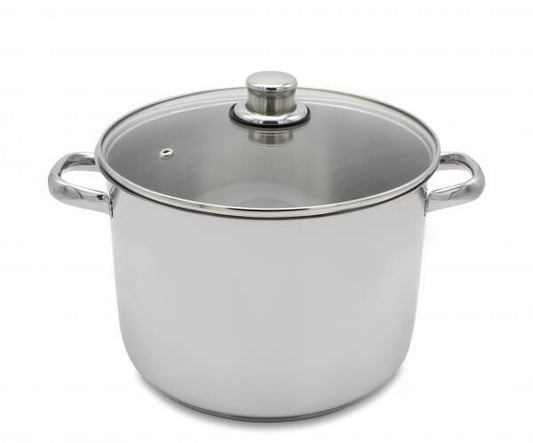 Karl Krüger A26 Allzwecktopf Edelstahl mit Glasdeckel 26 cm, Inhalt 10 Liter / Kochtopf / INDUKTION