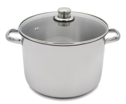 Karl Krüger A28 Allzwecktopf Edelstahl mit Glasdeckel 28 cm, Inhalt 12 Liter / Kochtopf / INDUKTION