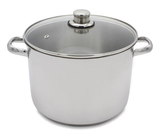 Karl Krüger A28 Allzwecktopf Edelstahl mit Glasdeckel 28 cm, Inhalt 12 Liter / Kochtopf / INDUKTION