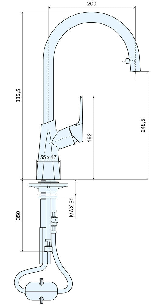AquaCucina 89076-GU Armatur CAB in GUNMETAL mit Zugauslauf / Küchenarmatur / Einhebelmischer – Bild 2