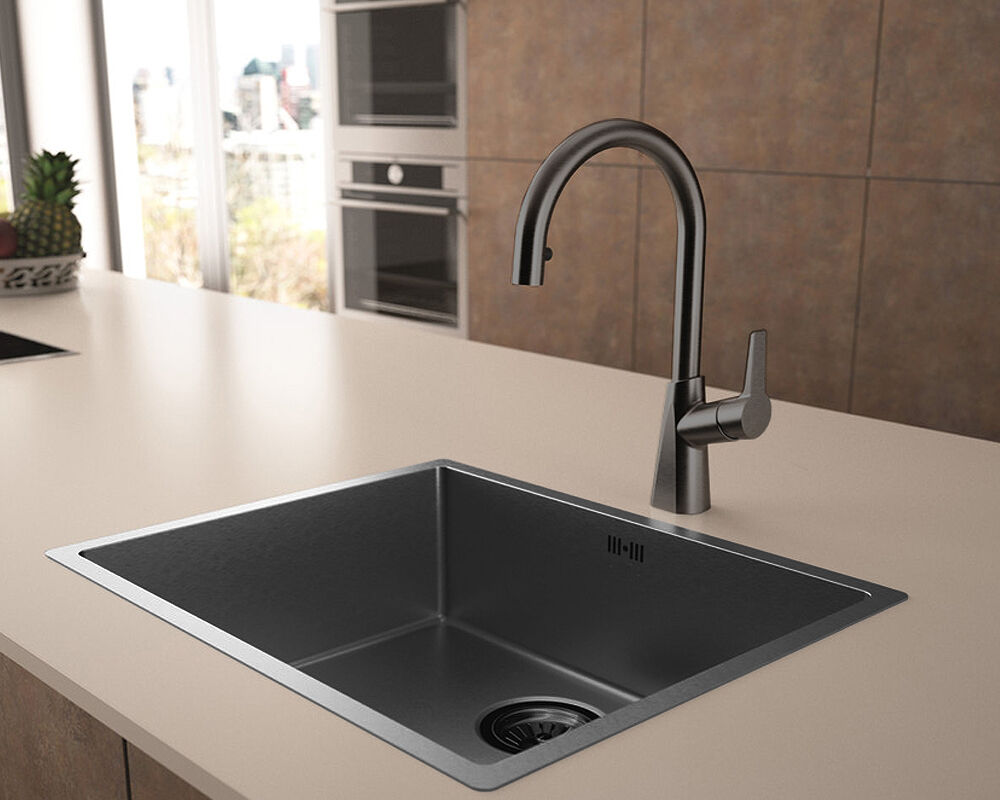 AquaCucina 89076-GU Armatur CAB in GUNMETAL mit Zugauslauf / Küchenarmatur / Einhebelmischer – Bild 3
