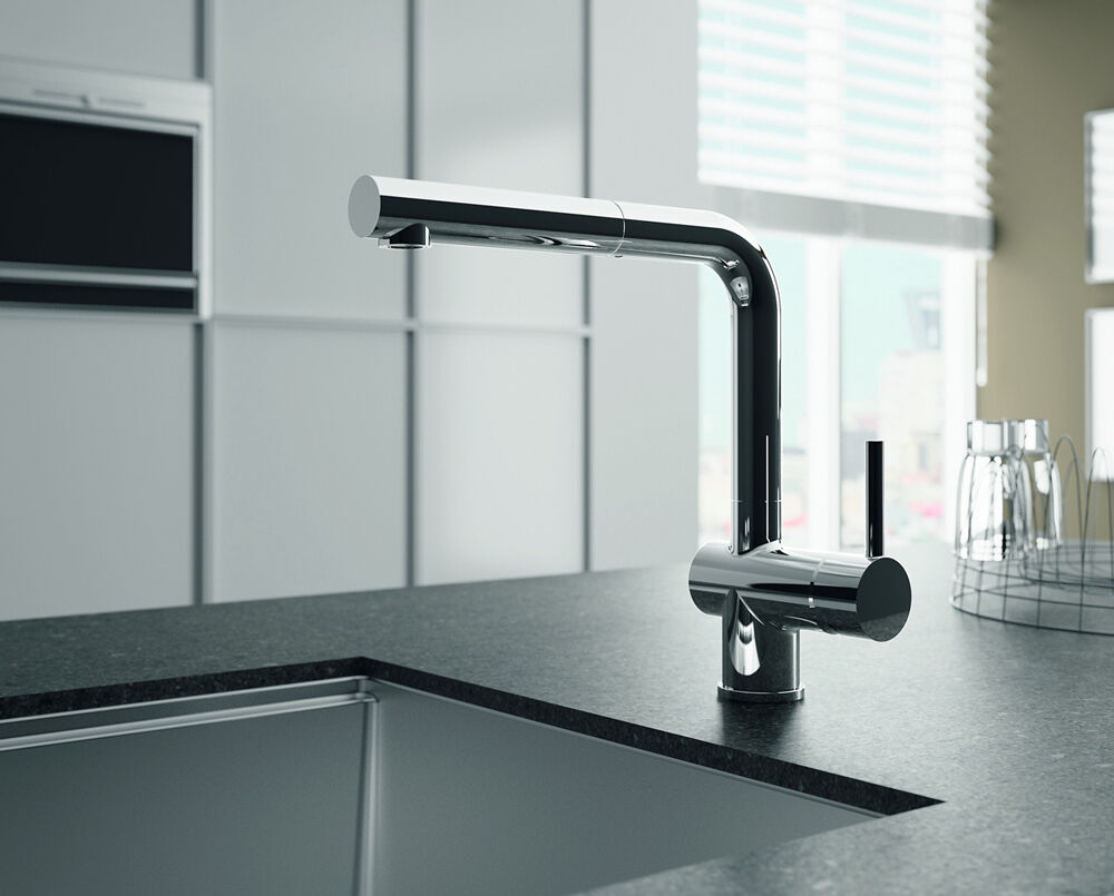 AquaCucina 45001-00 Armatur LAGO S in CHROM mit ausziehbarem Auslauf / Küchenarmatur / Einhebelmischer – Bild 3