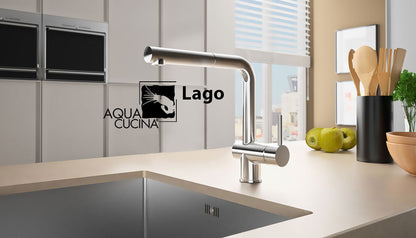 AquaCucina 45005-00 Armatur LAGO S in CHROM Zugauslauf mit Laminar-Dualbrause / Küchenarmatur / Einhebelmischer – Bild 3