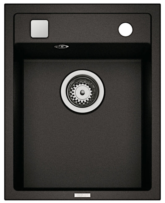 NABER Spüle ANGOLA 40 in NERO mit Drehexcenterbedienung / Cin-Nagranit / Granitspüle