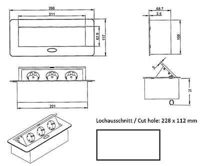 THEBO Einbausteckdose APS 11 mit 3 Steckdosen Schuko – Bild 2