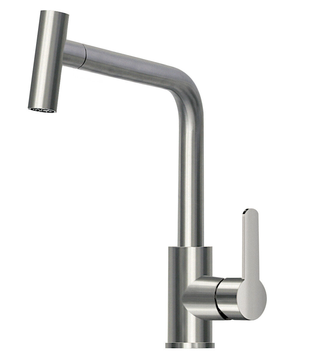 AquaCucina SF1 Armatur 55507-S in EDELSTAHLOPTIK mit herausziehbarer Brause / Küchenarmatur / Einhebelmischer