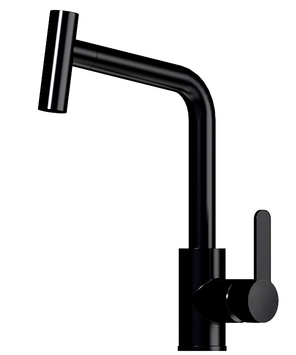 AquaCucina SF1 Armatur 55507-S in SCHWARZ matt mit herausziehbarer Brause / Küchenarmatur / Einhebelmischer