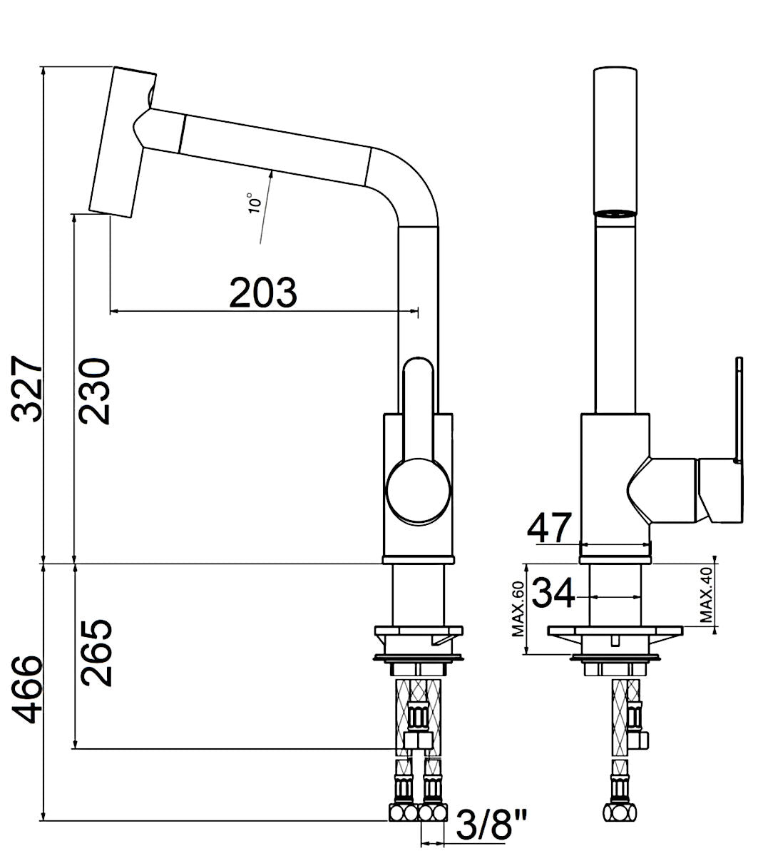 AquaCucina SF1 Armatur 55507-S in SCHWARZ matt mit herausziehbarer Brause / Küchenarmatur / Einhebelmischer – Bild 2