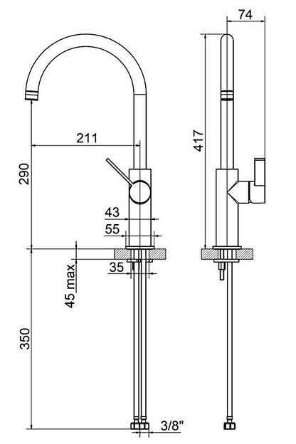 AquaCucina Armatur NEFER 92000-S in SCHWARZ mit Schwenkauslauf / Küchenarmatur / Einhebelmischer – Bild 2