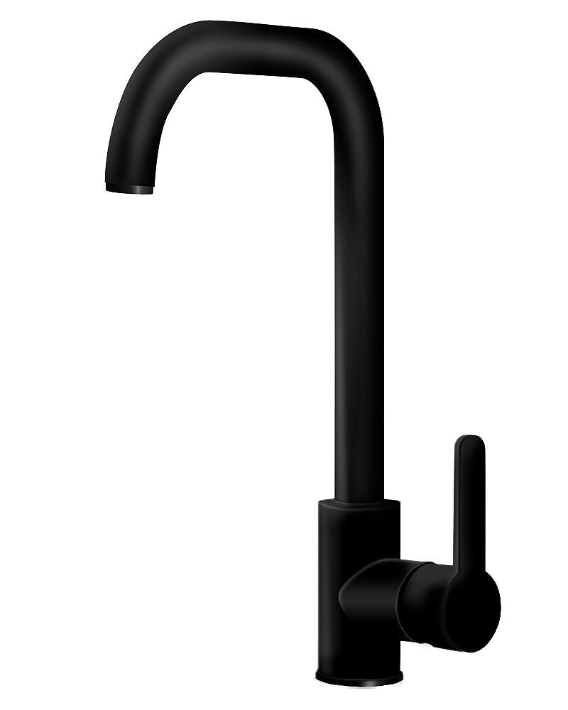 AquaCucina 55505-S Armatur SF 1 in MATT-SCHWARZ mit Schwenkauslauf / Küchenarmatur / Einhebelmischer