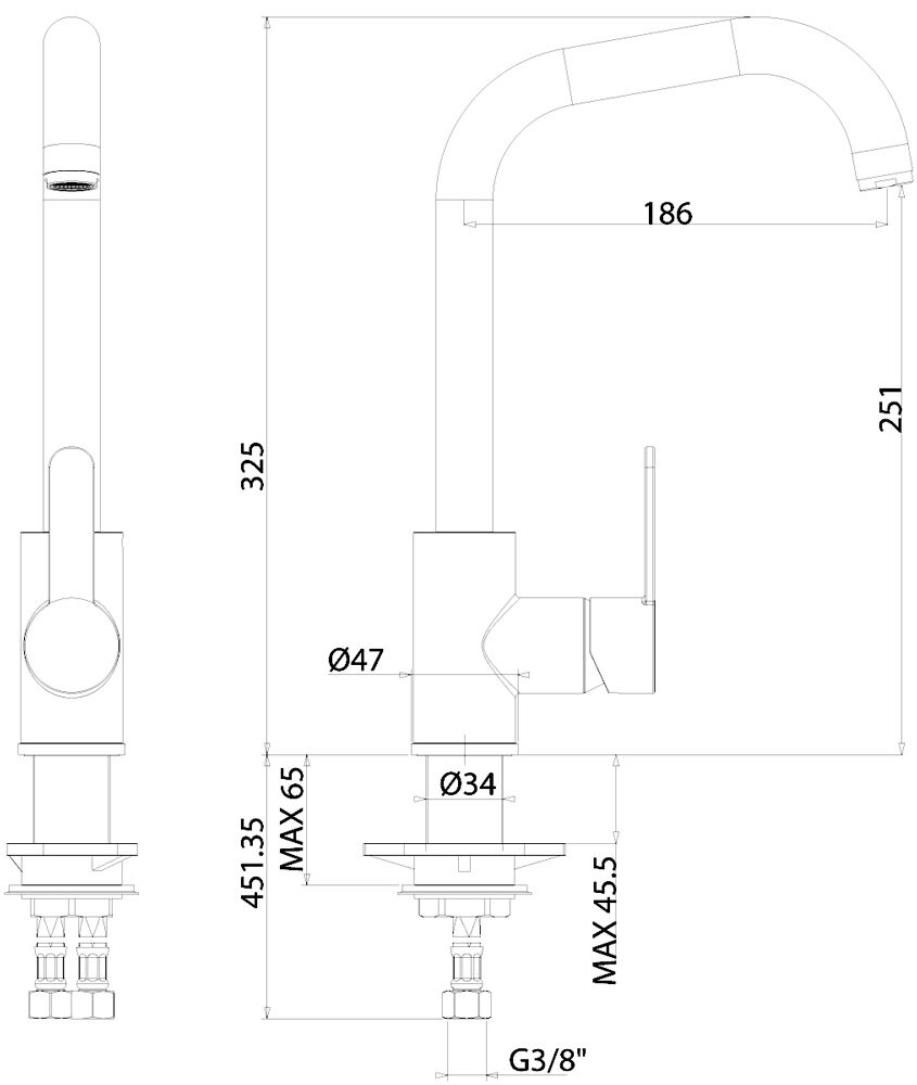AquaCucina 55505-S Armatur SF 1 in MATT-SCHWARZ mit Schwenkauslauf / Küchenarmatur / Einhebelmischer – Bild 2