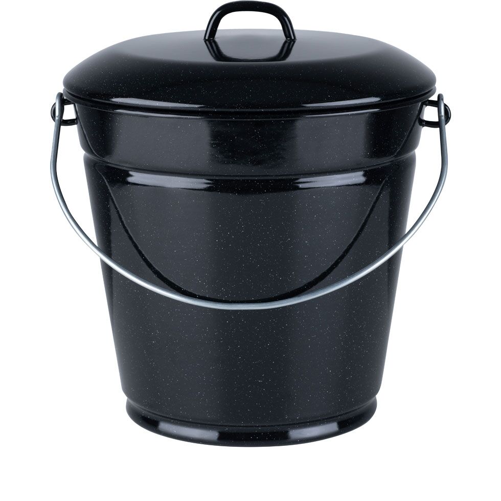 RIESS 0361-022 Eimer mit Deckel,10 L, Emaille, Ø 28 cm