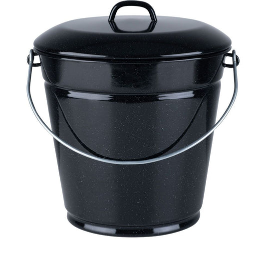 RIESS 0361-022 Eimer mit Deckel,10 L, Emaille, Ø 28 cm