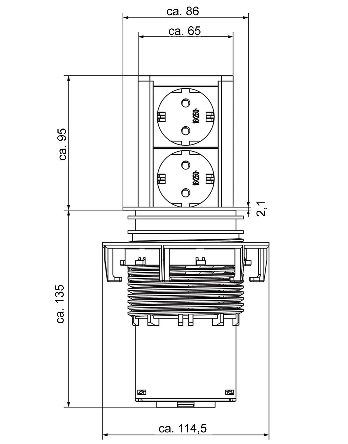 Bachmann 928.002 ELEVATOR Energiestation mit 2 Schuko-Steckplätzen / Steckdosen versenkbar / Steckdosenleiste / Bachmann – Bild 2