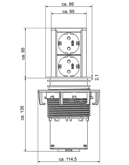 Bachmann 928.002 ELEVATOR Energiestation mit 2 Schuko-Steckplätzen / Steckdosen versenkbar / Steckdosenleiste / Bachmann – Bild 2