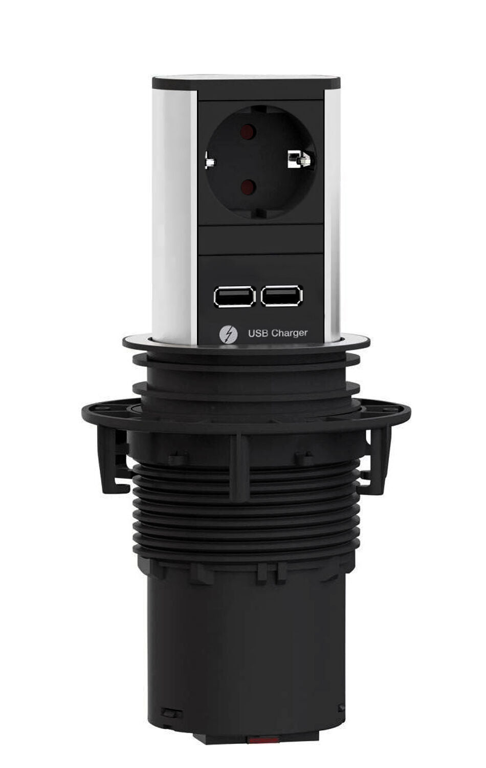 Bachmann 928.017 ELEVATOR Energiestation mit Schuko-Steckplatz und 2 USB Charger / Steckdosen versenkbar /… – Bild 3