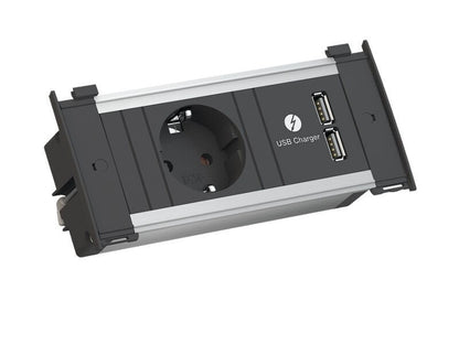 BACHMANN 927.201 KAPSA Einbau Steckdose und USB Charger mit Stromzuleitung / Steckdosenleiste / Schukosteckdose