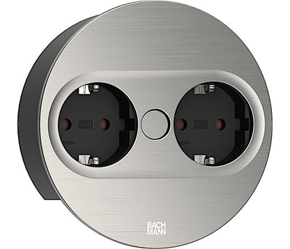BACHMANN 946.000 TWIST 2 Rund EDELSTAHL-OPTIK mit 2 Schuko-Steckdosen / Deutsche Norm / BACHMANN / Steckdose