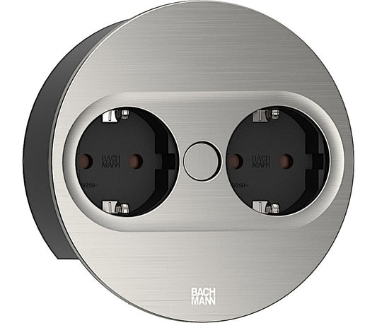 BACHMANN 946.000 TWIST 2 Rund EDELSTAHL-OPTIK mit 2 Schuko-Steckdosen / Deutsche Norm / BACHMANN / Steckdose