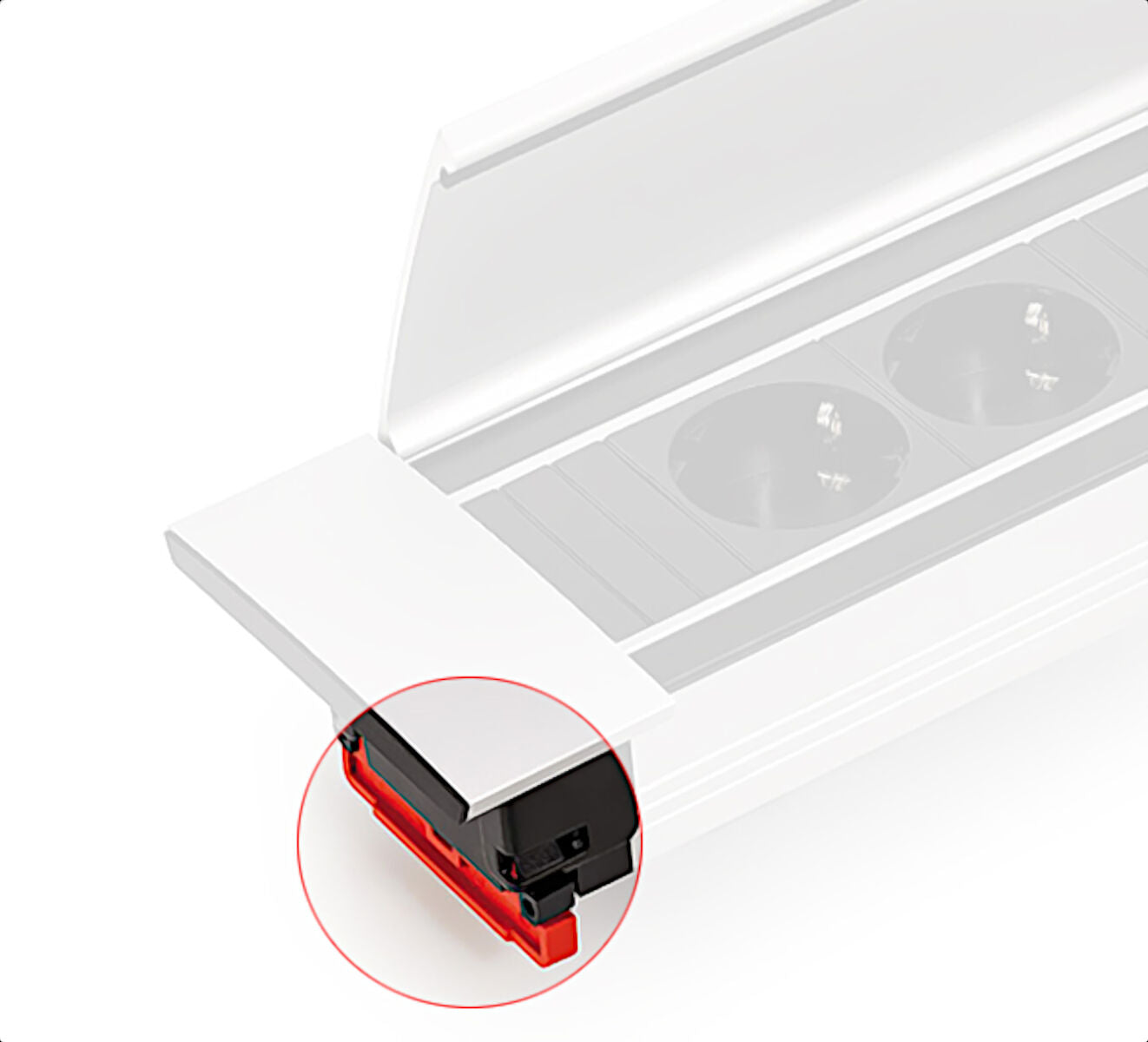 BACHMANN 918.000 Verriegelung rot Endkappen 2er Set für POWER FRAME COVER Einbausteckdosen / Zubehör / Ersatzteil – Bild 3