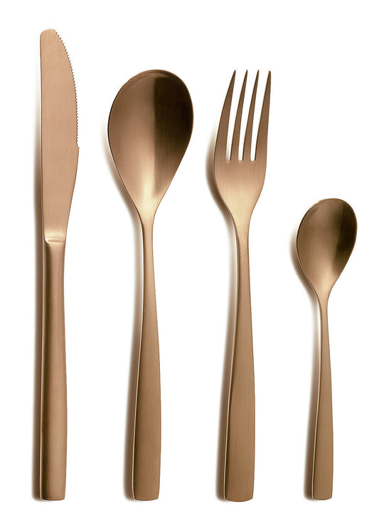 COMAS Besteck-Set BARCELONA KUPFER 24 Teile Edelstahl 18/10 - 3 mm / PVD-Beschichtung / Kupfer-Finish