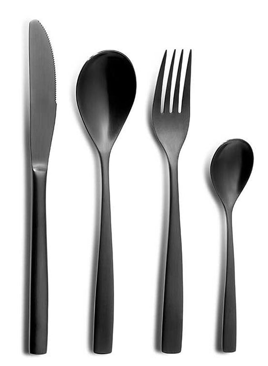 COMAS Besteck-Set BARCELONA SCHWARZ 24 Teile Edelstahl 18/10 - 3 mm / PVD-Beschichtung / Black-Finish