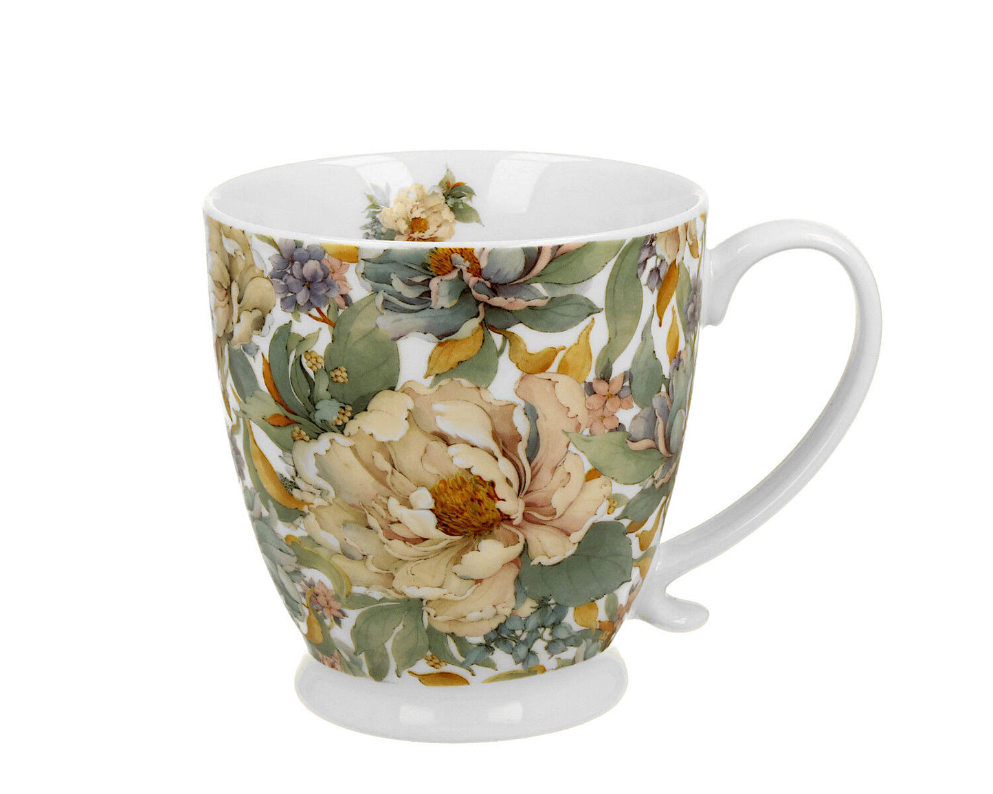DUO PEONY WHITE Becher 500 ml mit Fuß, New Bone China Porzellan