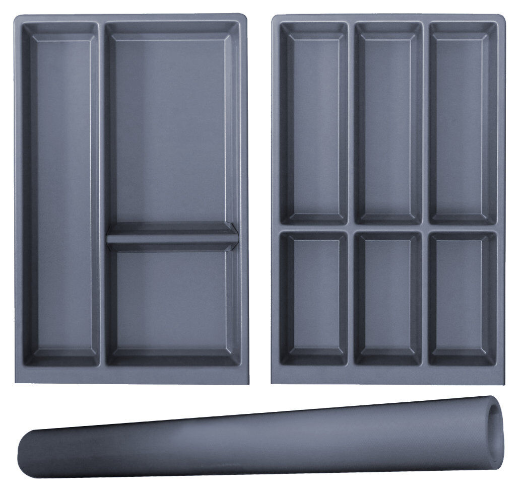 Besteckeinsatz SEPARADO 550 + Flex-Einsatz SEPARADO 550 SET Schiefergrau B 300 x T 474 mm inkl. 1 Trenner und 1 Antirutschmatte / Mehrzweckeinsatz