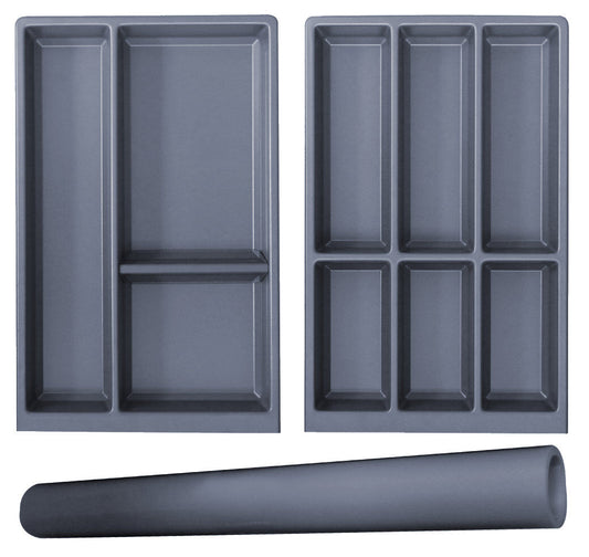 Besteckeinsatz SEPARADO 550 + Flex-Einsatz SEPARADO 550 SET Schiefergrau B 300 x T 474 mm inkl. 1 Trenner und 1 Antirutschmatte / Mehrzweckeinsatz