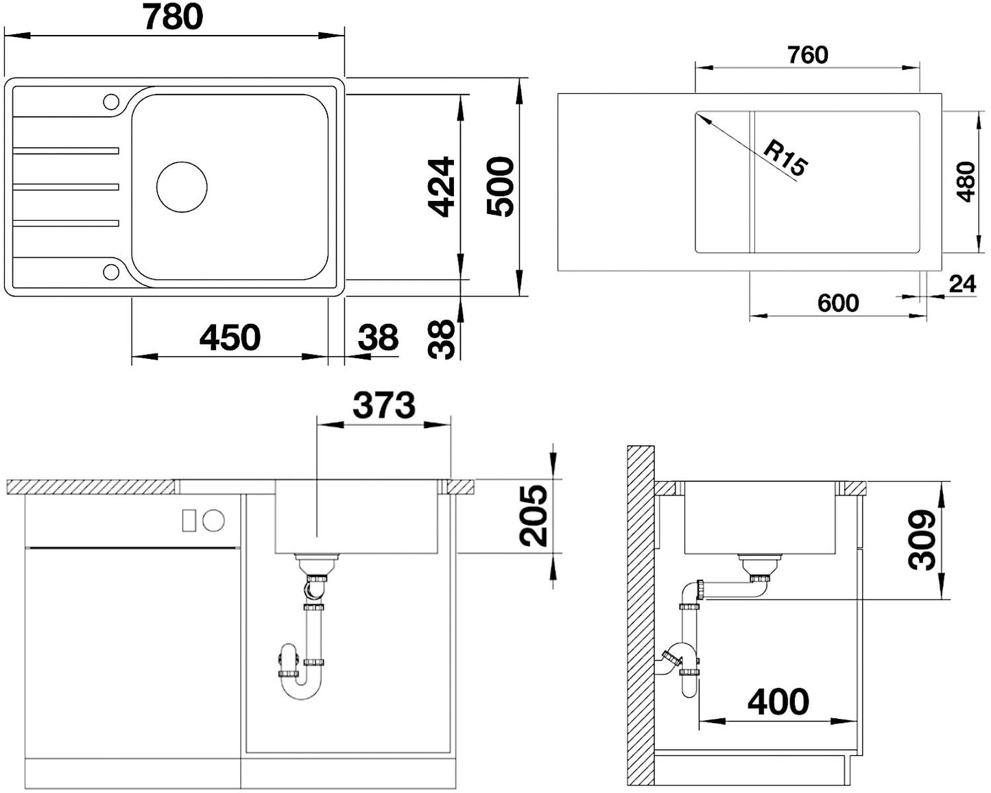 BLANCO Spüle LEMIS XL 6 S-IF Compact mit Ablauffernbedienung / ab 60 cm Schrankbreite – Bild 2